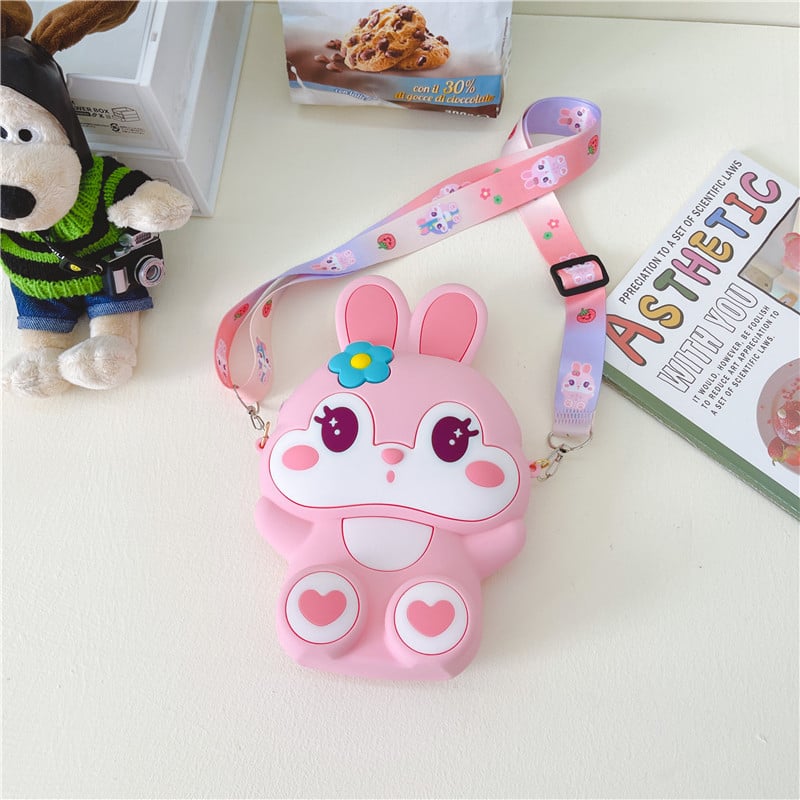 Geantă crossbody din silicon pentru copii, cu model desen animat, capacitate 120 ml, impermeabilă, fără căptușeală