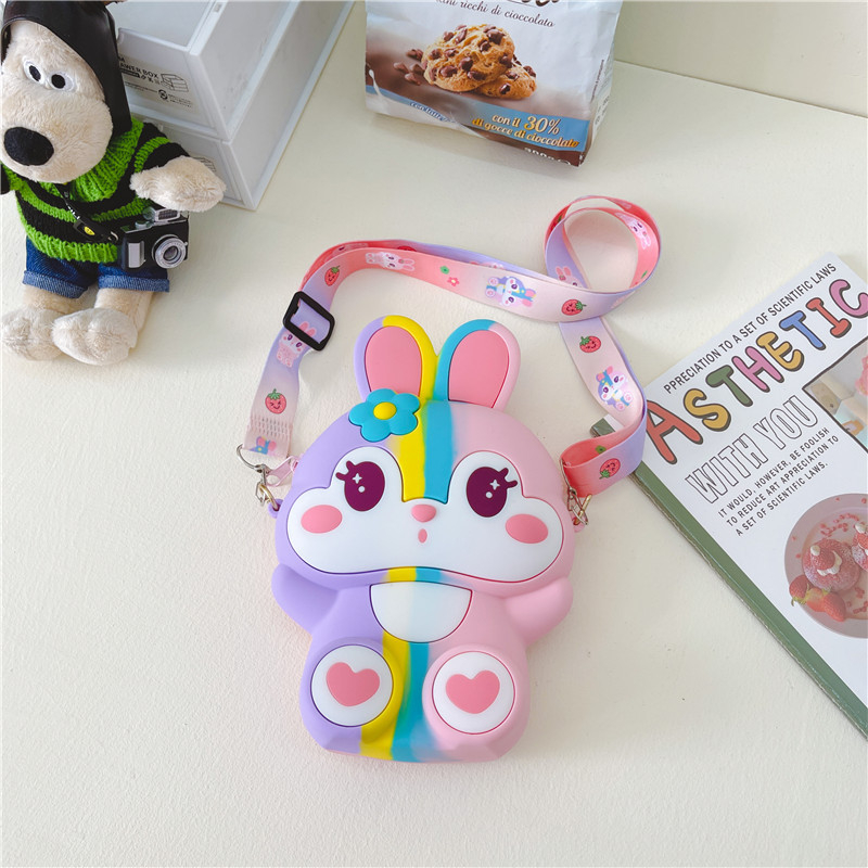 Geantă crossbody din silicon pentru copii, cu model desen animat, capacitate 120 ml, impermeabilă, fără căptușeală