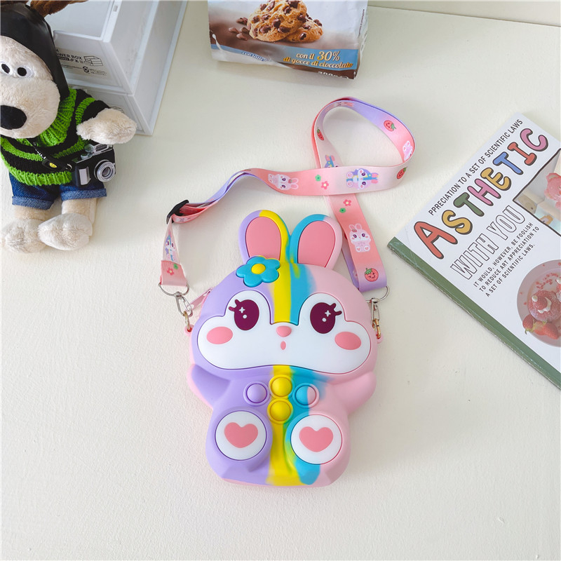 Geantă crossbody din silicon pentru copii, cu model desen animat, capacitate 120 ml, impermeabilă, fără căptușeală