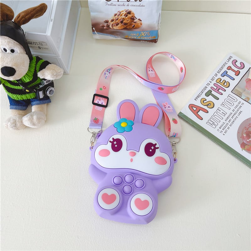 Geantă crossbody din silicon pentru copii, cu model desen animat, capacitate 120 ml, impermeabilă, fără căptușeală