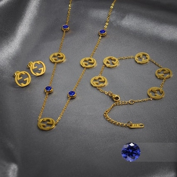 Ékszerszett: Titánacél cirkóniával, O-lánc, rozsdamentes acél medál, keresztre/korona/román szám motívumok; fülbevaló + nyaklánc + karkötő