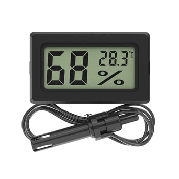 Elektronikus hőmérséklet- és páratartalom-mérő digitális kijelzővel és kapcsolóval, hőmérséklet-tartomány -50-70 °C, páratartalom 20-90% RH, hőmérséklet pontosság 0,1 °C, páratartalom pontosság 1%