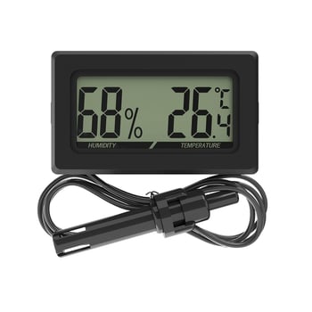 Elektronikus hőmérséklet- és páratartalom-mérő digitális kijelzővel és kapcsolóval, hőmérséklet-tartomány -50-70 °C, páratartalom 20-90% RH, hőmérséklet pontosság 0,1 °C, páratartalom pontosság 1%