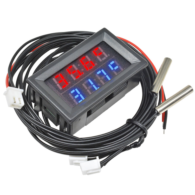Automobiļa iekšējā un ārējā termometra ar dubultu sensoru, 4 ciparu displejs, 12-24V barošana, temperatūras diapazons no -55 °C līdz 120 °C