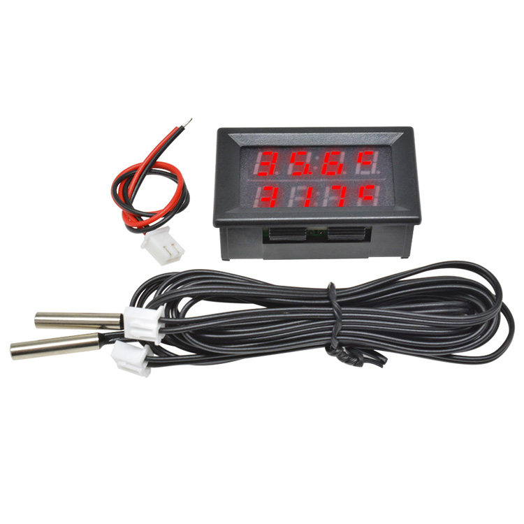 Automobiļa iekšējā un ārējā termometra ar dubultu sensoru, 4 ciparu displejs, 12-24V barošana, temperatūras diapazons no -55 °C līdz 120 °C