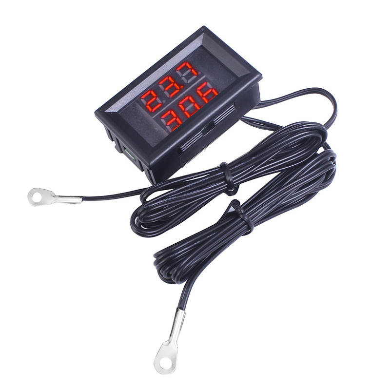 Automobiļa iekšējā un ārējā termometra ar dubultu sensoru, 4 ciparu displejs, 12-24V barošana, temperatūras diapazons no -55 °C līdz 120 °C