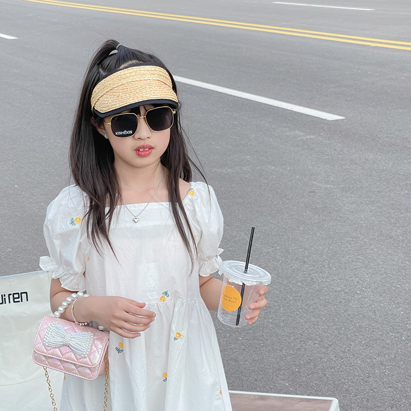 Geantă pentru copii cu perle - Stil prințesă coreeană, geantă crossbody pentru fete, model abstract (Piele PU; Capacitate sub 1 L; Rezistență la uzură; Captuseala din poliester)