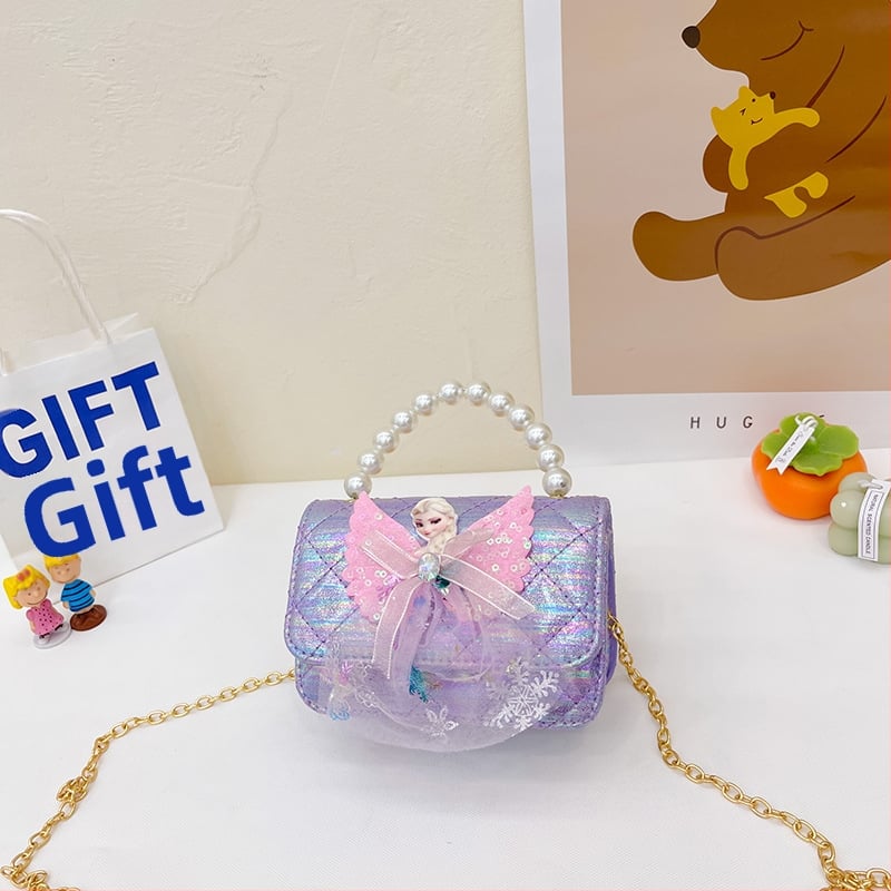 Bērnu pērļu soma - Korejas princeses stils, pleca soma meitenēm ar abstraktu rakstu (PU āda; tilpums zem 1 L; nolietojuma izturība; iekšējais poliesters)