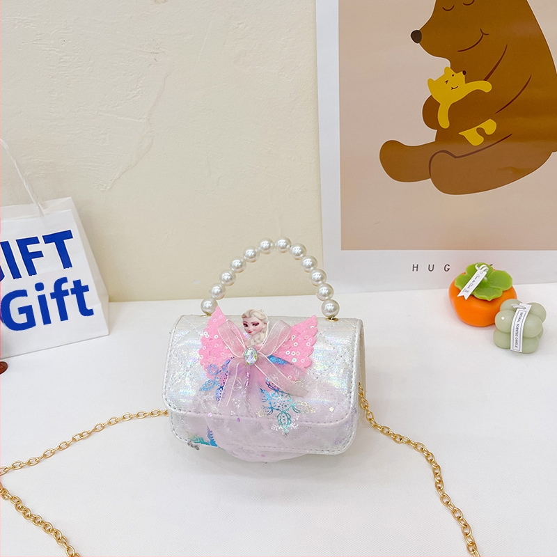 Bērnu pērļu soma - Korejas princeses stils, pleca soma meitenēm ar abstraktu rakstu (PU āda; tilpums zem 1 L; nolietojuma izturība; iekšējais poliesters)