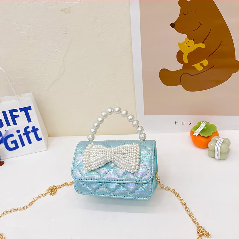 Bērnu pērļu soma - Korejas princeses stils, pleca soma meitenēm ar abstraktu rakstu (PU āda; tilpums zem 1 L; nolietojuma izturība; iekšējais poliesters)