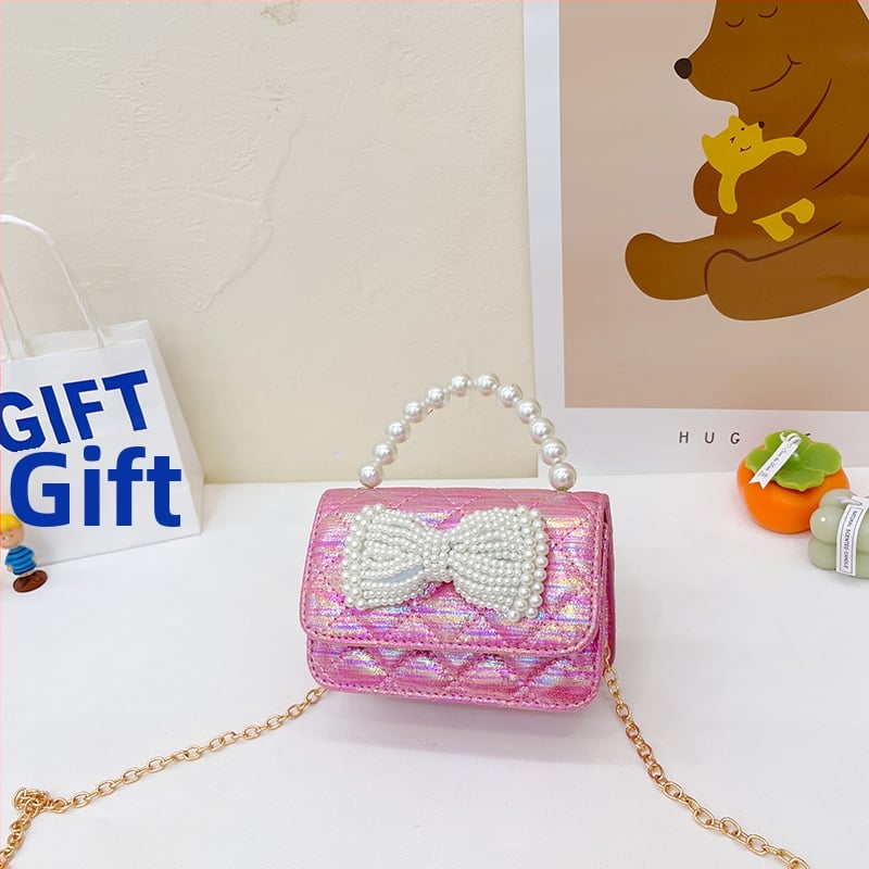 Bērnu pērļu soma - Korejas princeses stils, pleca soma meitenēm ar abstraktu rakstu (PU āda; tilpums zem 1 L; nolietojuma izturība; iekšējais poliesters)