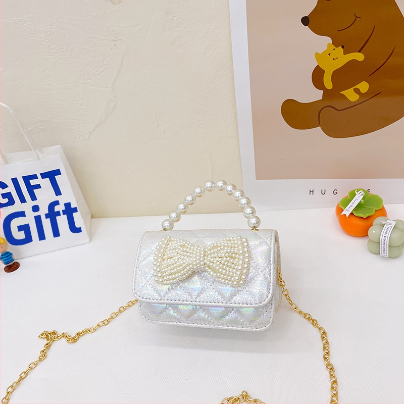 Bērnu pērļu soma - Korejas princeses stils, pleca soma meitenēm ar abstraktu rakstu (PU āda; tilpums zem 1 L; nolietojuma izturība; iekšējais poliesters)