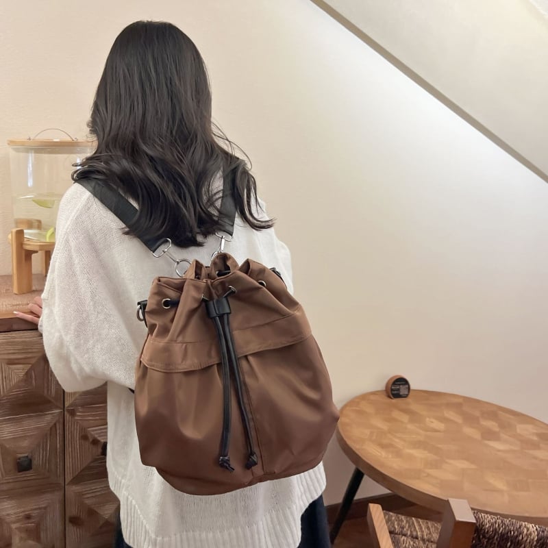 Bucket bag ruksak sa šniračem – gradska moda, najlon, jesen 2023, šifra proizvoda Wl&813, podstava poliester