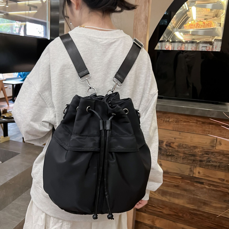 Bucket bag ruksak sa šniračem – gradska moda, najlon, jesen 2023, šifra proizvoda Wl&813, podstava poliester