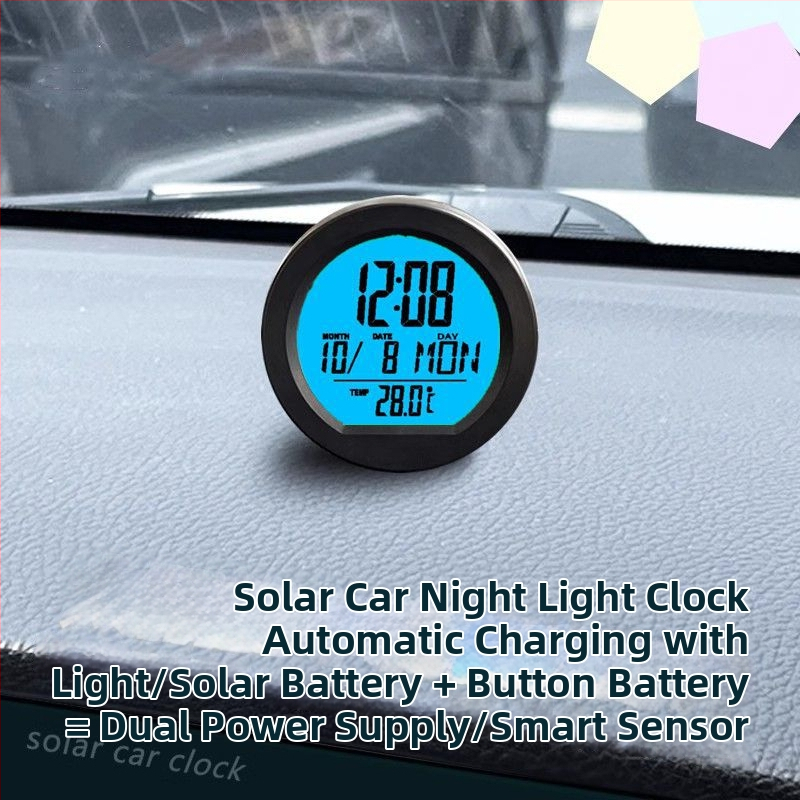 Automašīnas elektroniskais pulkstenis ar temperatūras, mitruma un laika displeju; ABS korpuss; Polarlander zīmols; izcelsme Guangzhou