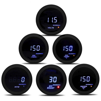 Gépjármű műszerek készlete: tachométer, hűtővíz hőmérséklet mérő, voltmérő, boost mérő szenzorral | YOMI 611X, 12V, ABS + Iron, univerzális