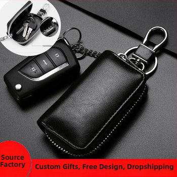 Univerzálna taška na kľúče od auta, PU, nepremokavá, na zips, 1 priehradka na zložiteľnú peňaženku, syntetická koža podšívka