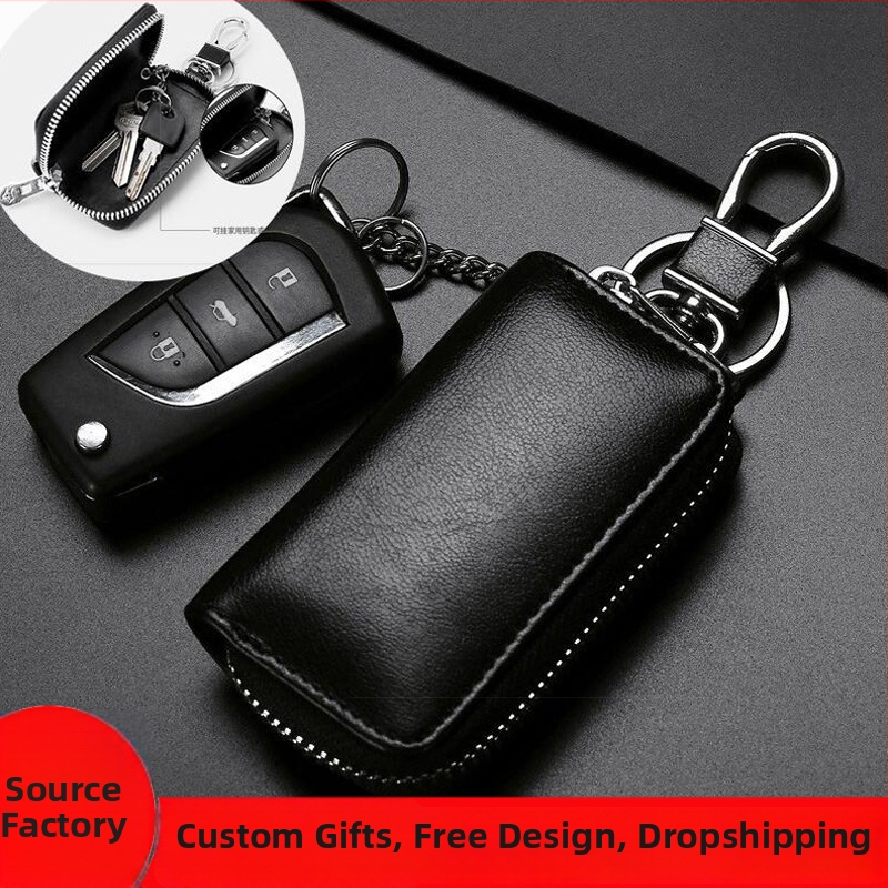 Univerzálna taška na kľúče od auta, PU, nepremokavá, na zips, 1 priehradka na zložiteľnú peňaženku, syntetická koža podšívka