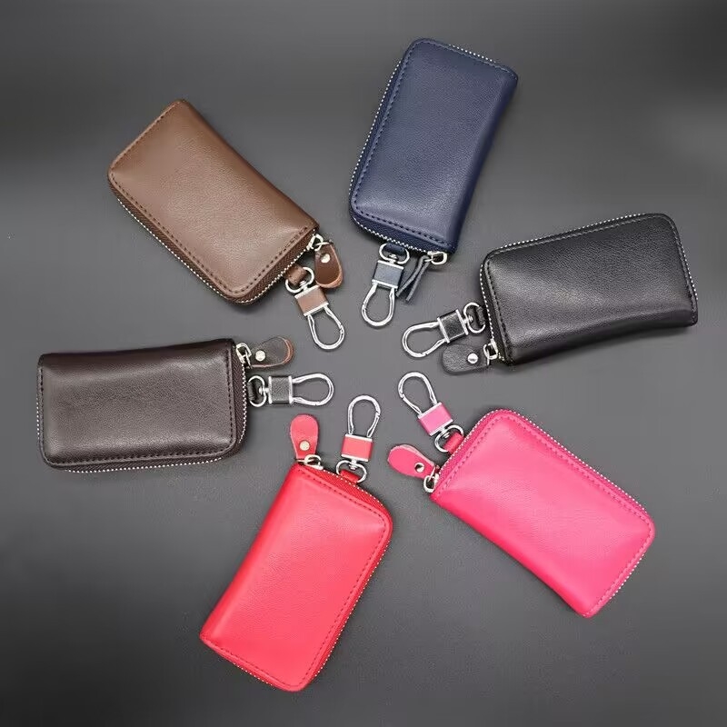 Univerzálna taška na kľúče od auta, PU, nepremokavá, na zips, 1 priehradka na zložiteľnú peňaženku, syntetická koža podšívka