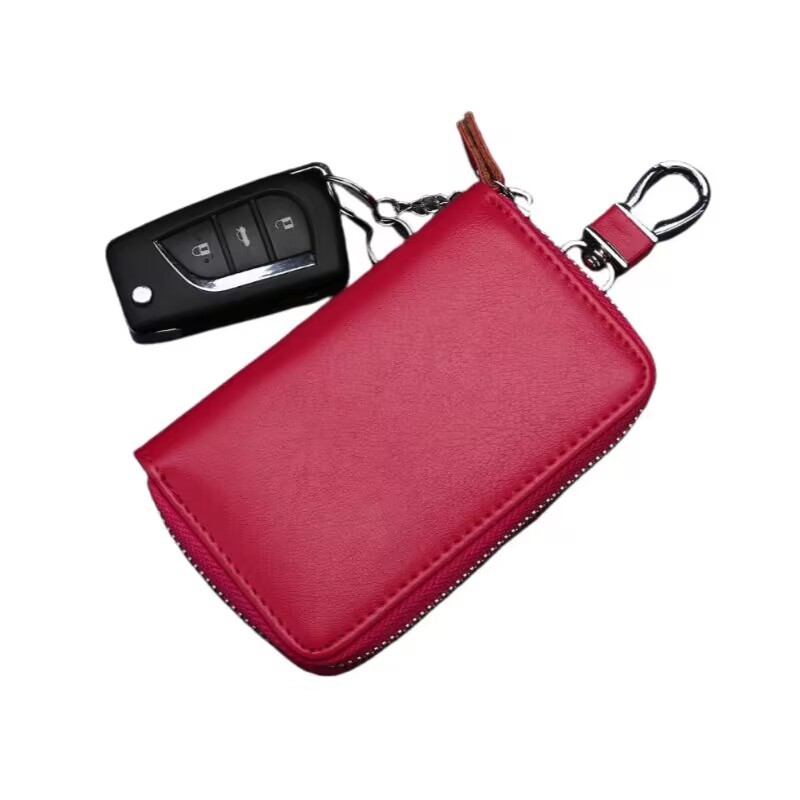 Univerzálna taška na kľúče od auta, PU, nepremokavá, na zips, 1 priehradka na zložiteľnú peňaženku, syntetická koža podšívka