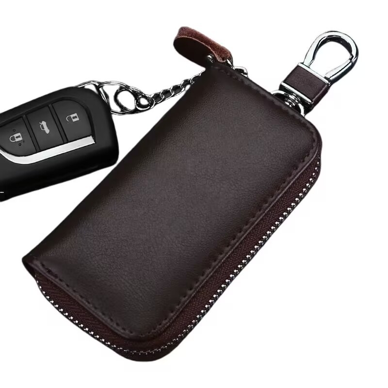 Univerzálna taška na kľúče od auta, PU, nepremokavá, na zips, 1 priehradka na zložiteľnú peňaženku, syntetická koža podšívka