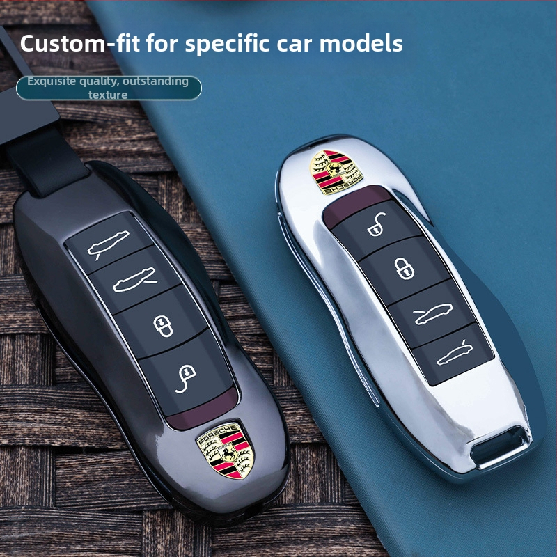 Puzdro na kľúče Porsche, zliatina zinku, Chong Titanium, jednoduchý štýl, kompatibilné s Cayenne, Macan, 911, 718, Taycan