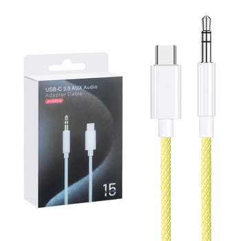 Cablu adaptor audio AUX Type-C la 3,5 mm pentru mașină — conductor din cupru, miez din cupru pur, carcasă nichelată