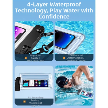 Водоустойчива чанта за телефон с тъч скрийн, TPU, минималистичен стил, водоустойчива материя, подходяща за гмуркане, планински преходи и плаж