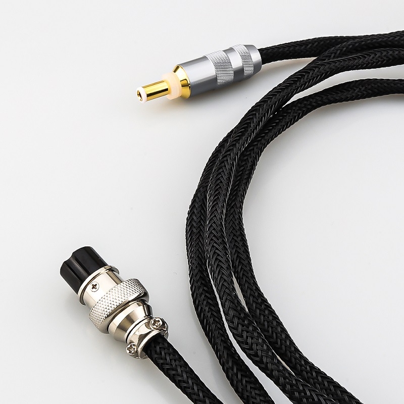 DC napajajući kabel s teflonskim srebrnim premazom, GX16-2 avijacijski priključak, dvovodični, 5,5×2,1/2,5 mm