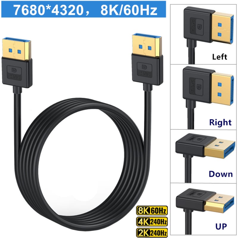 DisplayPort kabel 1.4 s mekanim silikonskim kućištem, zlatni konektori, bakreno jezgro, podržava 8K60Hz, 4K165Hz i 2K240Hz