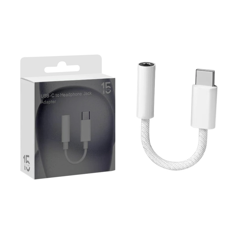 Type-C na 3,5 mm adapter kabel za iPhone 15 seriju – najlon opleten, bakreno jezgro bez kisika, niklirani premaz