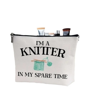 Kozmetická taška na zips, plátno, vzor s písmenami, podšívka z polyesteru, priedušná, unisex