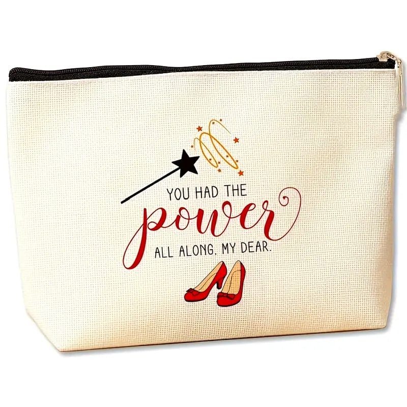 Kozmetická taška na zips, plátno, vzor s písmenami, podšívka z polyesteru, priedušná, unisex