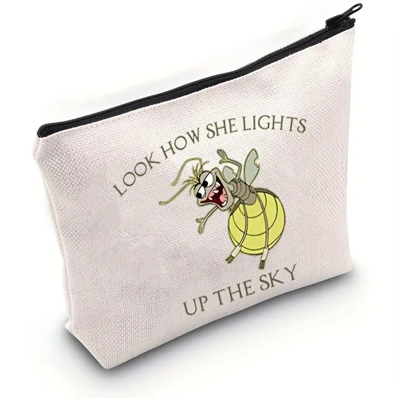 Kozmetická taška na zips, plátno, vzor s písmenami, podšívka z polyesteru, priedušná, unisex