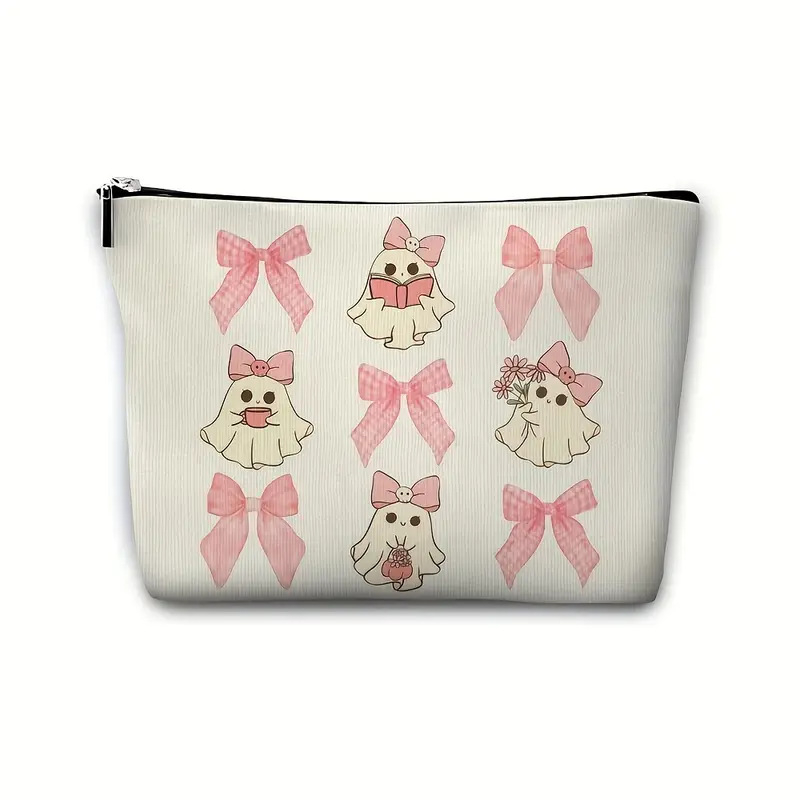 Kozmetická taška na zips, plátno, vzor s písmenami, podšívka z polyesteru, priedušná, unisex