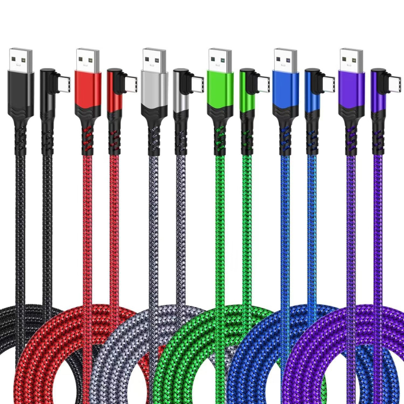 USB-C kabel s pravim kutem, najlonska opletena konstrukcija, brzo punjenje i prijenos podataka, 60W max, jedan priključak