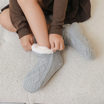 Детски подови чорапи с плюшена подплата, за вътрешна употреба, есен-зима, акрил 100%, за деца 3–8 г