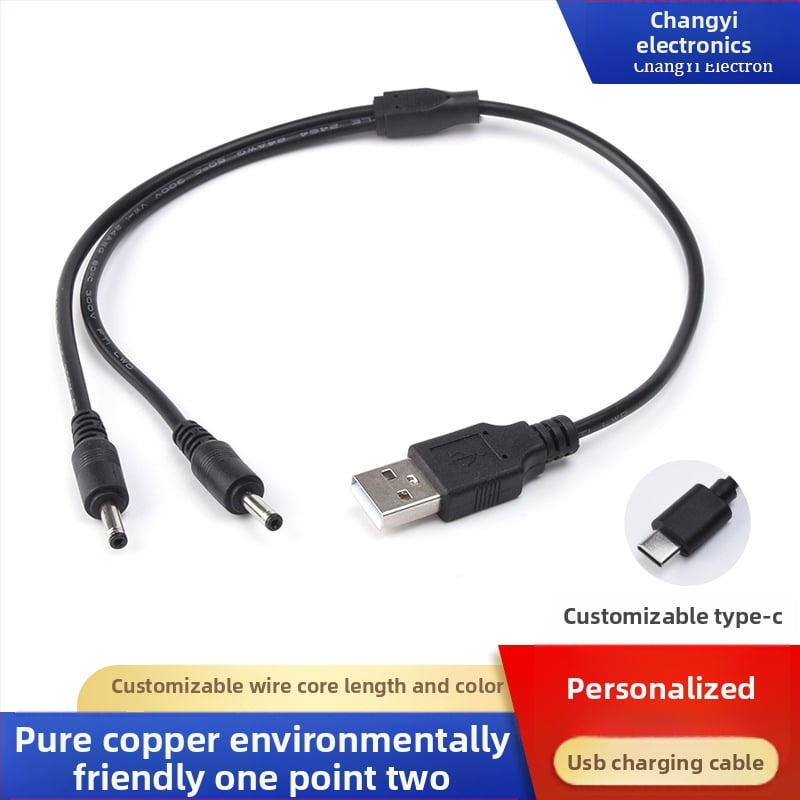 CY USB–DC töltőkábel, kettős kimenettel digitális eszközök számára