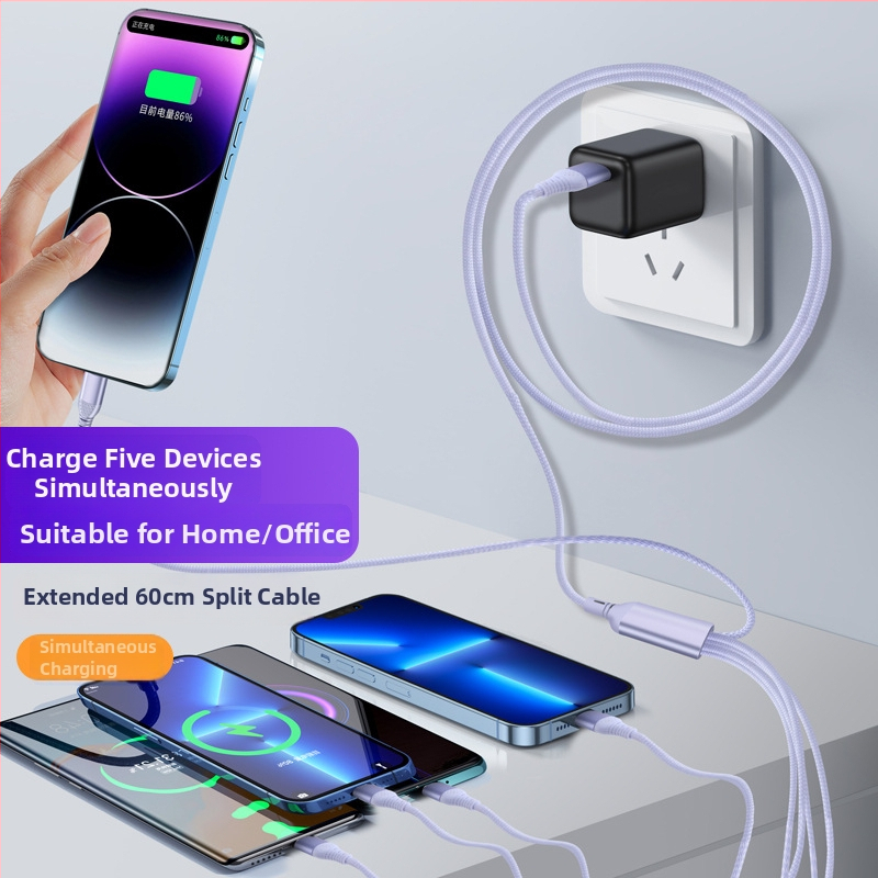 Cablu USB de încărcare cu conectori multipli (66W încărcare rapidă; 1–5 conectori; Lightning / Micro-USB / Type-C; TurboCharge compatibil)