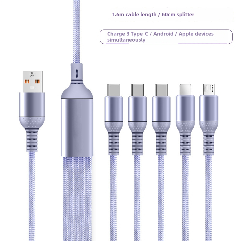 Cablu USB de încărcare cu conectori multipli (66W încărcare rapidă; 1–5 conectori; Lightning / Micro-USB / Type-C; TurboCharge compatibil)
