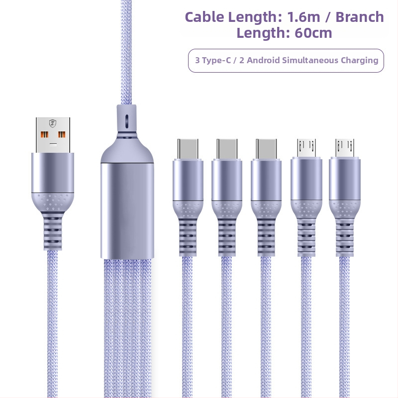 Cablu USB de încărcare cu conectori multipli (66W încărcare rapidă; 1–5 conectori; Lightning / Micro-USB / Type-C; TurboCharge compatibil)