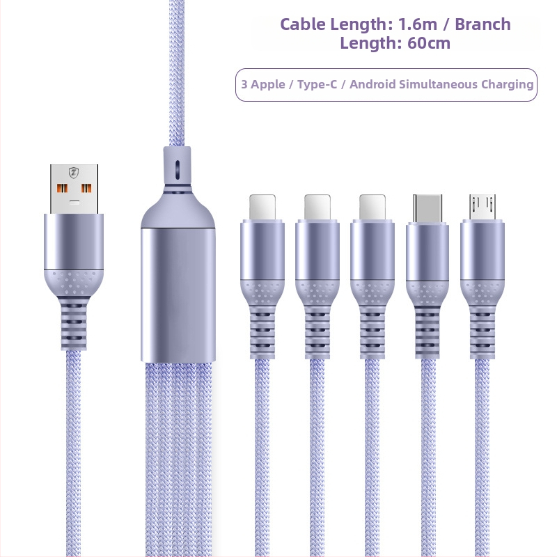 Cablu USB de încărcare cu conectori multipli (66W încărcare rapidă; 1–5 conectori; Lightning / Micro-USB / Type-C; TurboCharge compatibil)