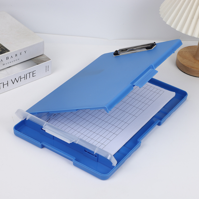Plastična kutija za dokumente A4 s klipom i pretincom za olovku – stolni organizator, debljina ploče 2,5 cm
