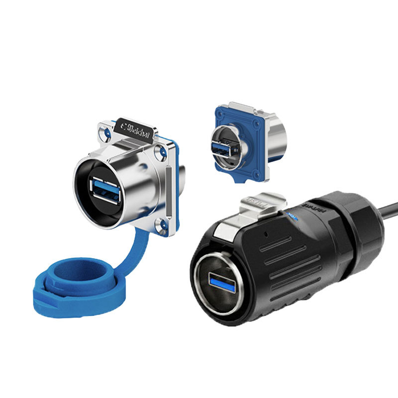 Vodootporan podatkovni konektor s kabelom – USB 3.0, muški i ženski priključak, za industrijski panel, prijenos podataka visokih brzina