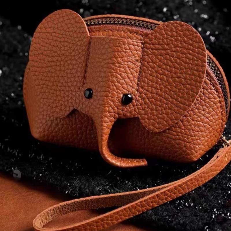 Novčanik za kovance s motivom slona, dječji stil, PU materijal, unisex, vodootporan