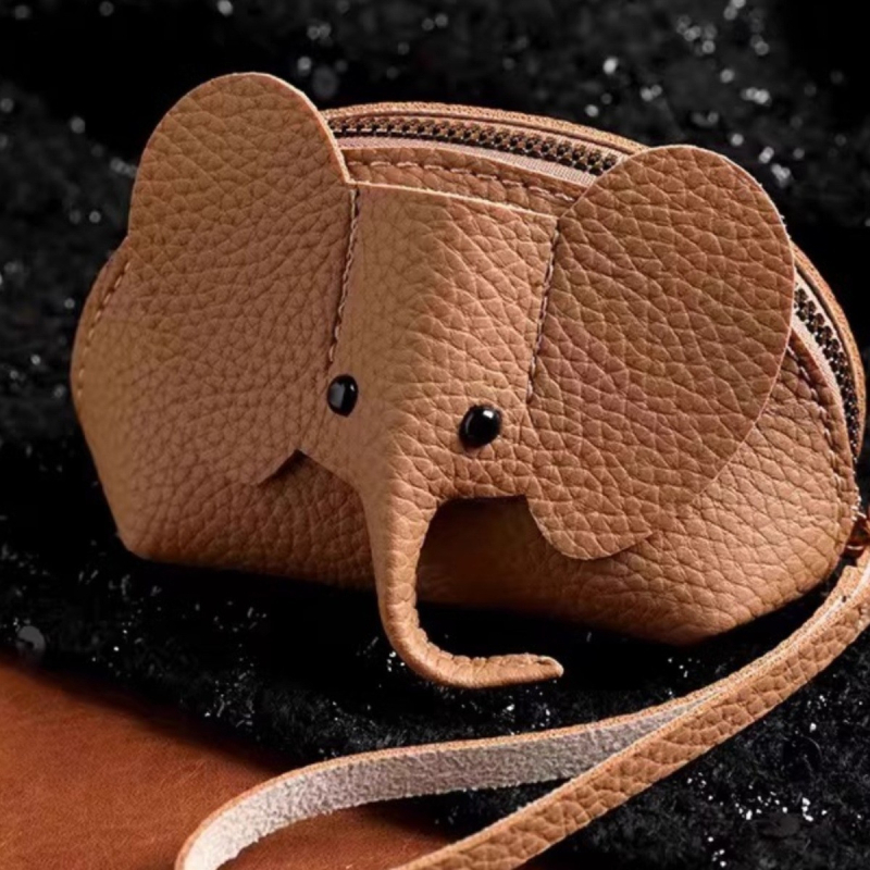 Novčanik za kovance s motivom slona, dječji stil, PU materijal, unisex, vodootporan