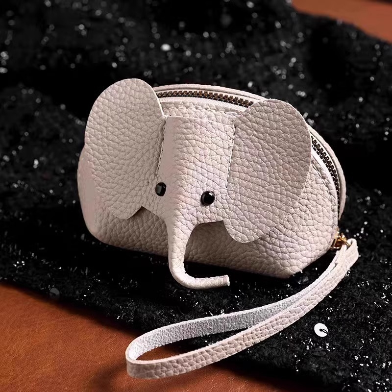 Novčanik za kovance s motivom slona, dječji stil, PU materijal, unisex, vodootporan