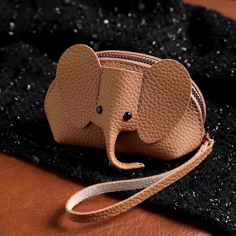 Novčanik za kovance s motivom slona, dječji stil, PU materijal, unisex, vodootporan