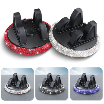 Suport pentru telefon auto, decorat cu diamante, pentru bord, cu suport pentru ecran orizontal și vertical — montaj cu bandă adezivă, compatibil cu majoritatea mașinilor, 7,5W