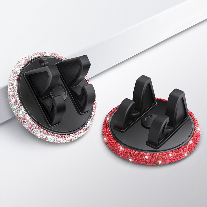 Suport pentru telefon auto, decorat cu diamante, pentru bord, cu suport pentru ecran orizontal și vertical — montaj cu bandă adezivă, compatibil cu majoritatea mașinilor, 7,5W